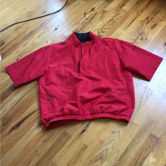 DRYJOYS BY FOOTJOY MENS PULLOVER 1/4 ZIP/SNAP WIND BREAKER SZ L RED - Picture 1 of 6